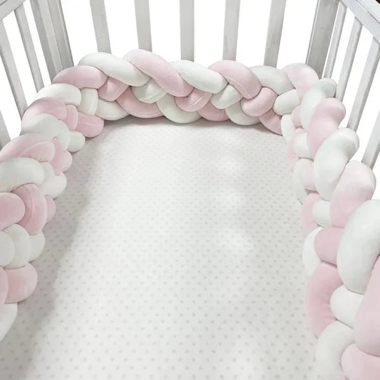 Tour de Lit Bebe - CozyKnot™ - Rose Blanc - Doux comme bébé
